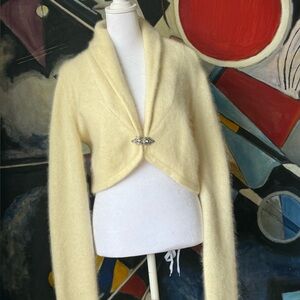 Ralph Lauren Black Label Cream Sweater with Brooch Angora